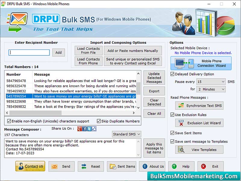 Bulk SMS Mobile Marketing Windows Phone screenshot