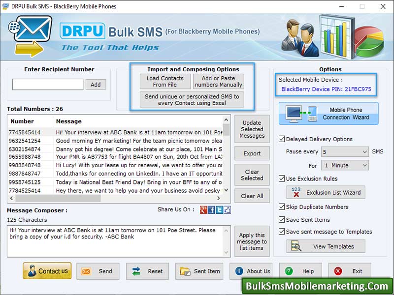 Bulk SMS Marketing Software Blackberry 8.3.8.1 full